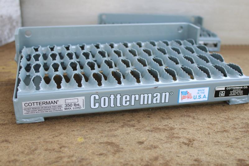 photo of new old stock industrial fold up step set of two Cotterman 350 lb rating expanded metal #2