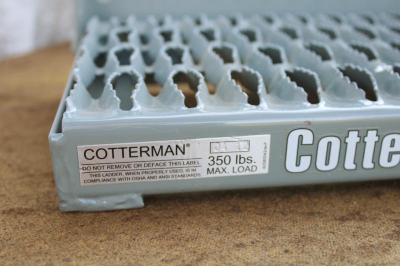 photo of new old stock industrial fold up step set of two Cotterman 350 lb rating expanded metal #4