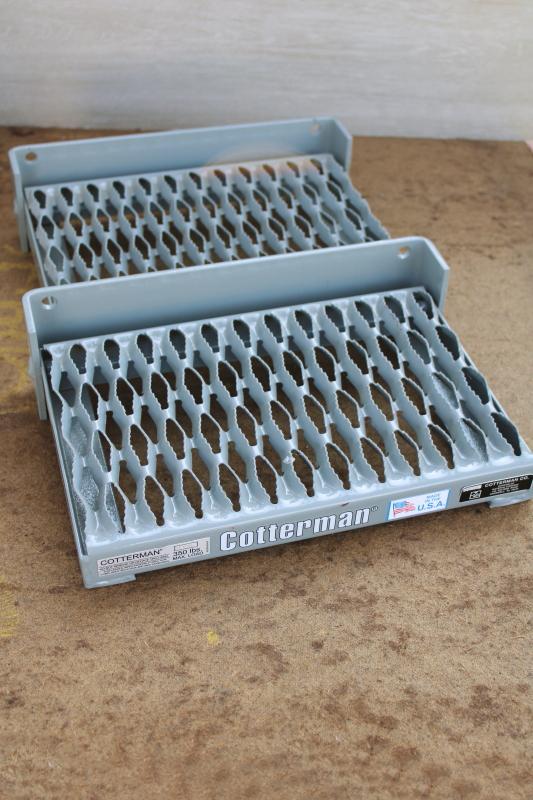 photo of new old stock industrial fold up step set of two Cotterman 350 lb rating expanded metal #6