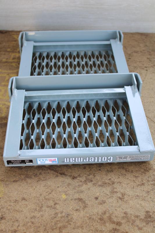 photo of new old stock industrial fold up step set of two Cotterman 350 lb rating expanded metal #9