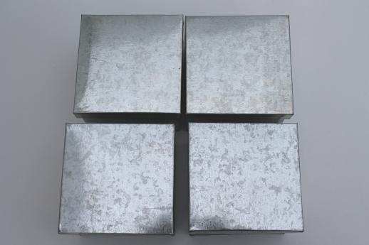 photo of new old stock lot of tin storage boxes, rustic vintage style galvanized zinc metal tins #9