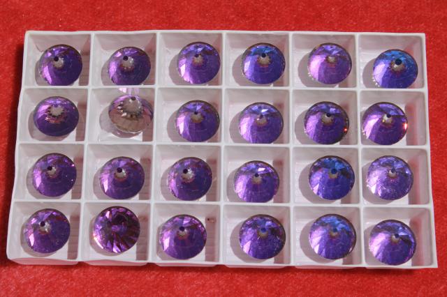 photo of new old stock lot vintage Austrian crystal faceted glass heliotrope crystals 14mm #6