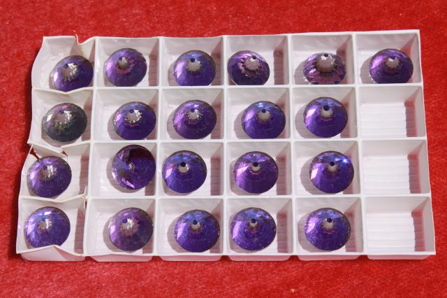 photo of new old stock lot vintage Austrian crystal faceted glass heliotrope crystals 14mm #7