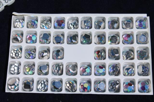 photo of new old stock lot vintage Czech faceted 8mm 10mm 14mm balls aurora borealis clear crystal #3