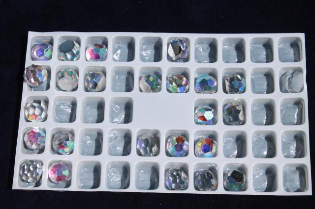 photo of new old stock lot vintage Czech faceted 8mm 10mm 14mm balls aurora borealis clear crystal #4