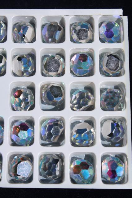 photo of new old stock lot vintage Czech faceted 8mm 10mm 14mm balls aurora borealis clear crystal #5