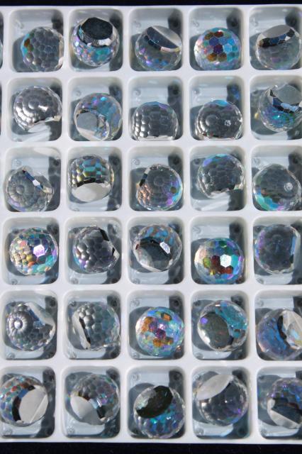 photo of new old stock lot vintage Czech faceted 8mm 10mm 14mm balls aurora borealis clear crystal #10