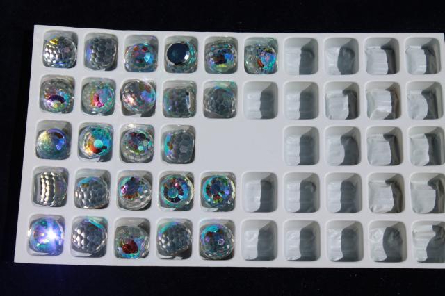 photo of new old stock lot vintage Czech faceted 8mm 10mm 14mm balls aurora borealis clear crystal #13