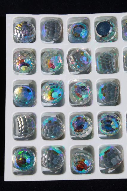 photo of new old stock lot vintage Czech faceted 8mm 10mm 14mm balls aurora borealis clear crystal #14