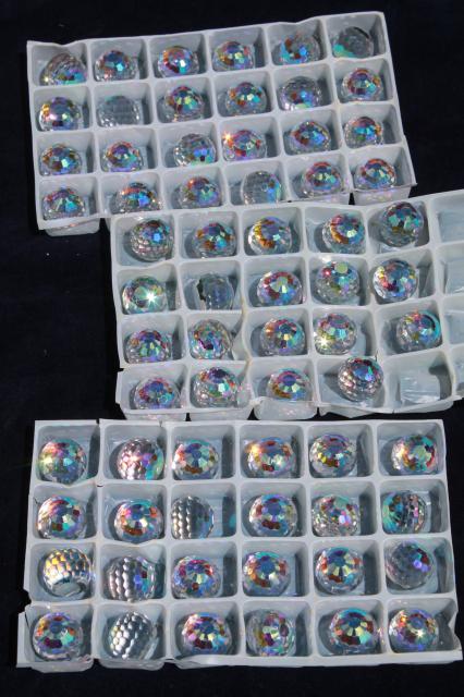 photo of new old stock lot vintage Czech faceted 8mm 10mm 14mm balls aurora borealis clear crystal #16