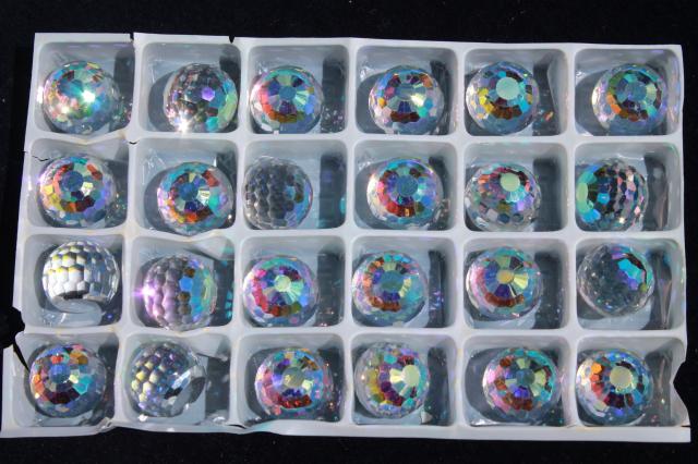 photo of new old stock lot vintage Czech faceted 8mm 10mm 14mm balls aurora borealis clear crystal #17