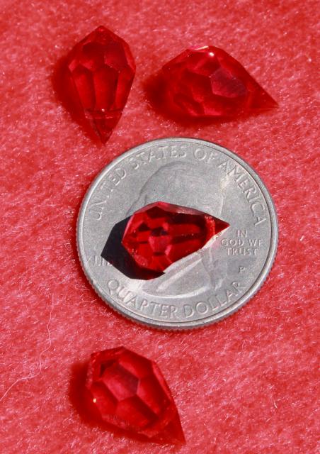 photo of new old stock lot vintage Swarovski & Czech crystal drops, siam ruby red glass #5