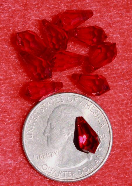 photo of new old stock lot vintage Swarovski & Czech crystal drops, siam ruby red glass #12