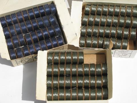 photo of new old stock military surplus nylon thread spools, drab green, navy #2