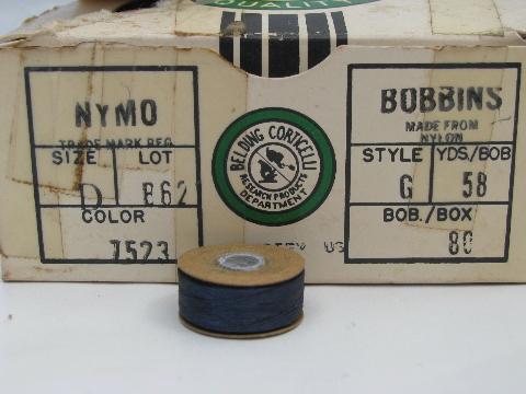 photo of new old stock military surplus nylon thread spools, drab green, navy #5