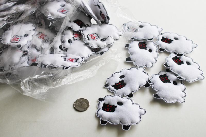 photo of new old stock sew on / craft appliques lot, puffy white sheep 3D badges or patches #1