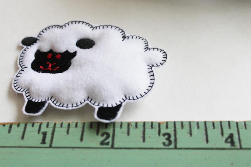 photo of new old stock sew on / craft appliques lot, puffy white sheep 3D badges or patches #3