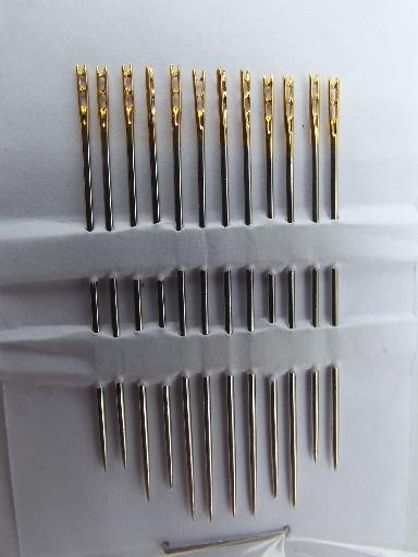 photo of new old stock sewing notions lot self-threading needles sealed pkgs #3