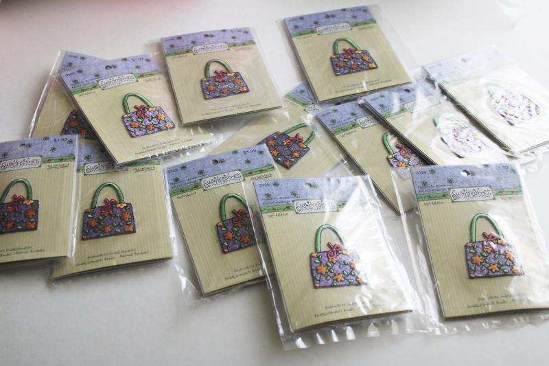 photo of new old stock sticker appliques, embroidered patches badges Sue Dreamer purses handbags #4