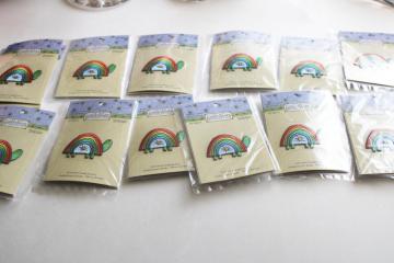 new old stock sticker appliques, embroidered patches badges Sue Dreamer rainbow turtles