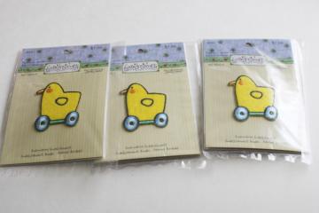 new old stock sticker appliques, embroidered patches badges Sue Dreamer yellow ducks