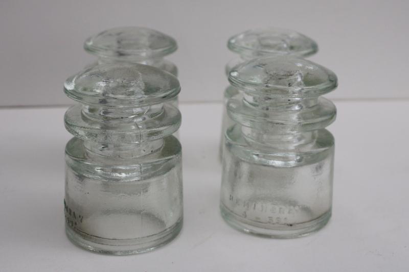 photo of new old stock unused vintage Hemingray clear glass insulators lot #1