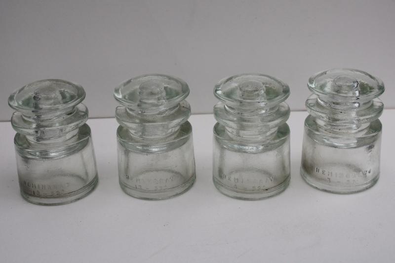 photo of new old stock unused vintage Hemingray clear glass insulators lot #2