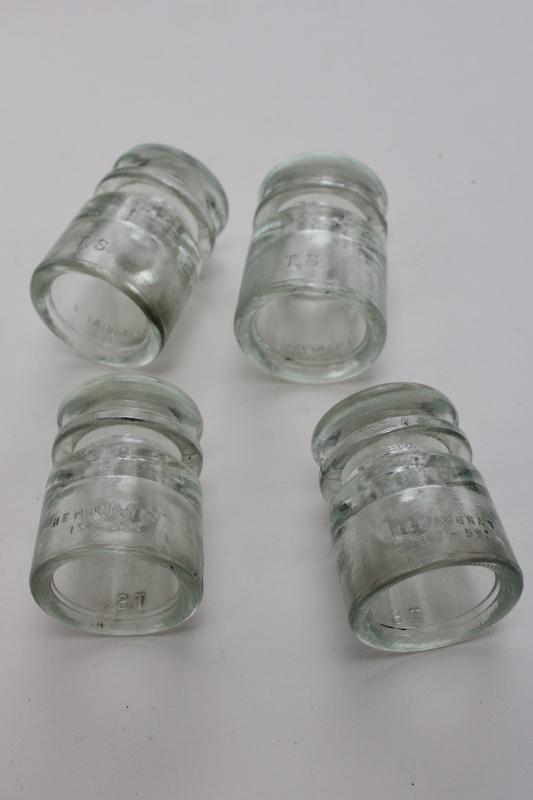 photo of new old stock unused vintage Hemingray clear glass insulators lot #3