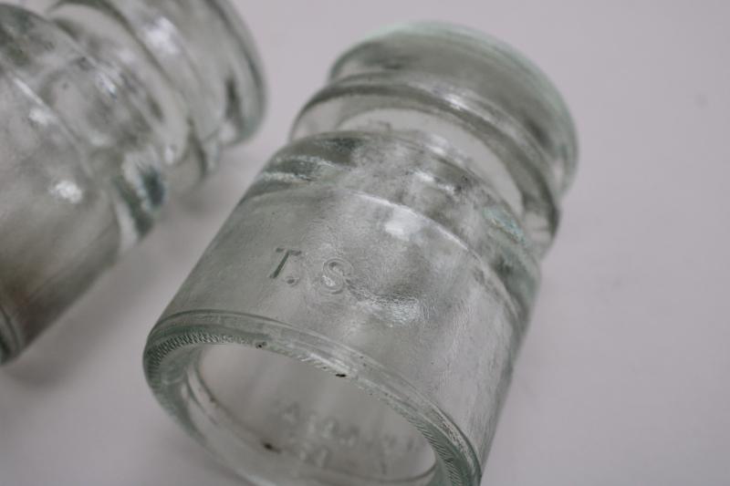 photo of new old stock unused vintage Hemingray clear glass insulators lot #4