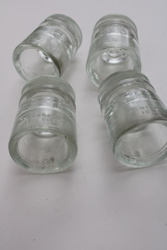 photo of new old stock unused vintage Hemingray clear glass insulators lot #6