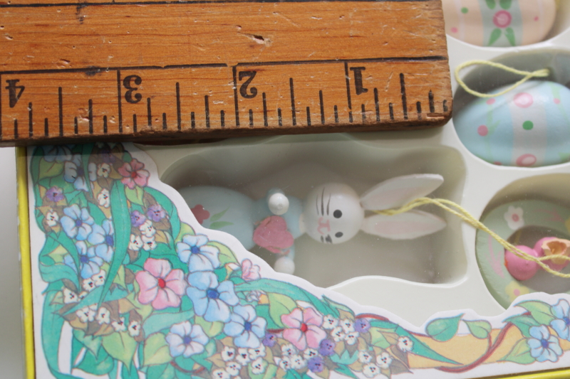 photo of new old stock vintage Easter decorations, painted wood mini ornaments  #4