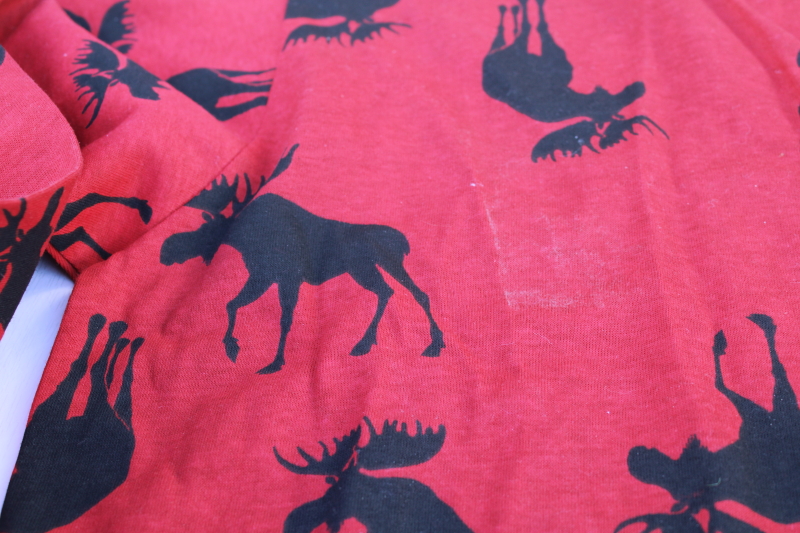 photo of new old stock vintage Hatley Canada all cotton union suit long johns underwear, moose print on red  #5