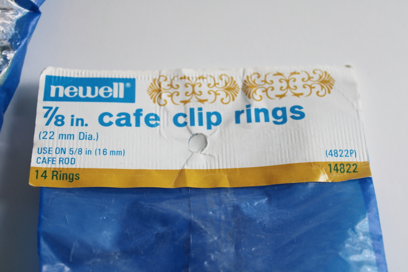 photo of new old stock vintage Newell cafe curtain rings, pinch clip type metal rings  #2