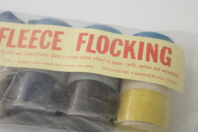 photo of new old stock vintage flocking powder for use over fabric paint to make retro velvet flocked designs #3