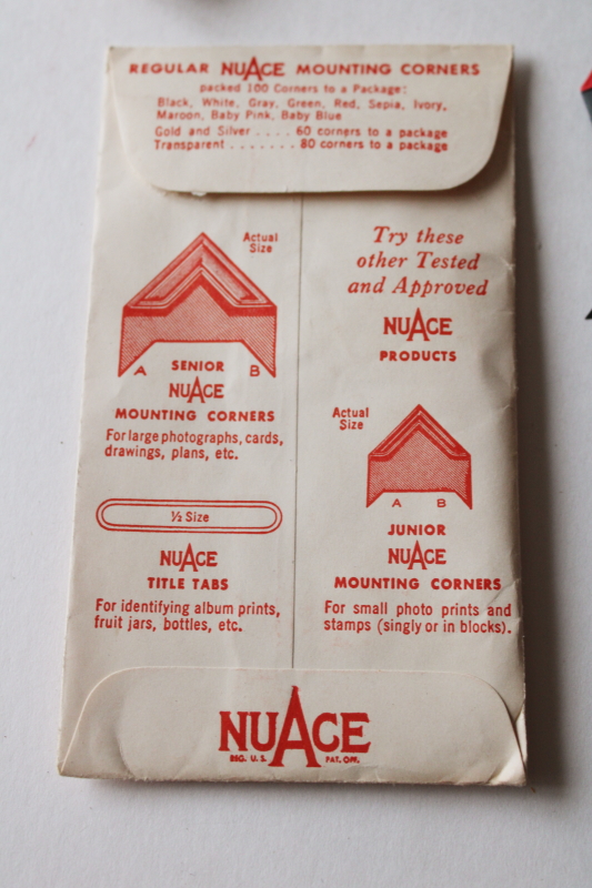 photo of new old stock vintage gummed paper photo corners, glossy red color for Christmas or Valentine album scrapbooks  #2