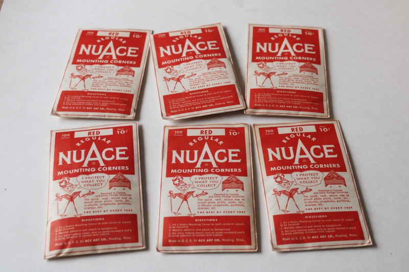 photo of new old stock vintage gummed paper photo corners, glossy red color for Christmas or Valentine album scrapbooks  #4