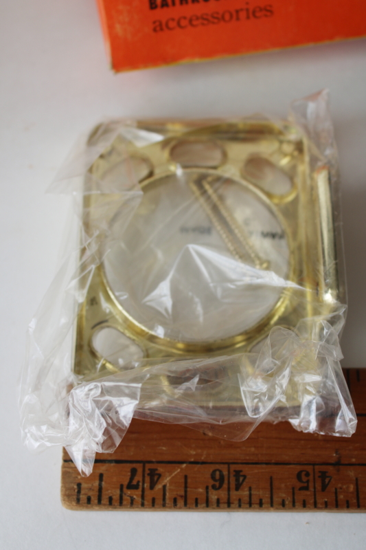 photo of new old stock vintage mod gold tone bathroom accessories, wall mount soap dish & toothbrush holder  #7