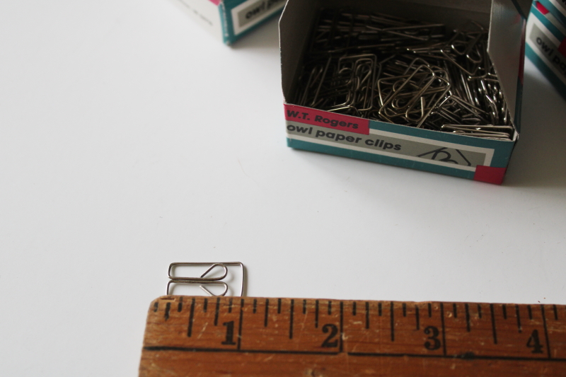 photo of new old stock vintage owl shape paper clips steel metal original boxes W T Rogers Madison Wisconsin  #4