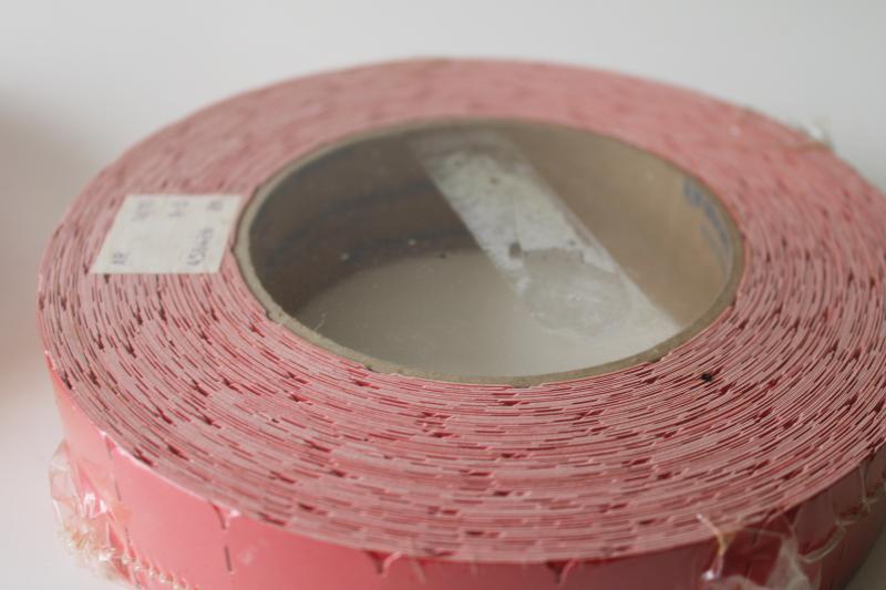 photo of new old stock vintage red paper Sale Price tags, hang tag label rolls #3