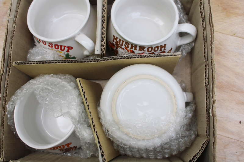 photo of new old stock vintage set of ceramic soup mug bowls, soup recipes print #7