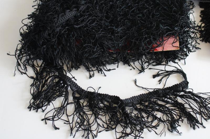 photo of new old stock vintage sewing notions, jet black dress trims, beaded fringe & braid #4