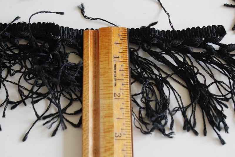 photo of new old stock vintage sewing notions, jet black dress trims, beaded fringe & braid #5