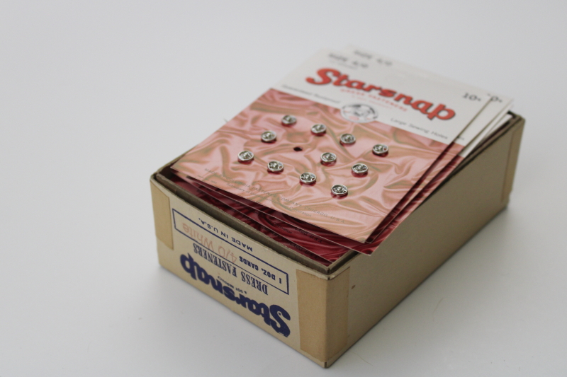 photo of new old stock vintage sewing notions, sew on metal snaps for doll clothes etc #1