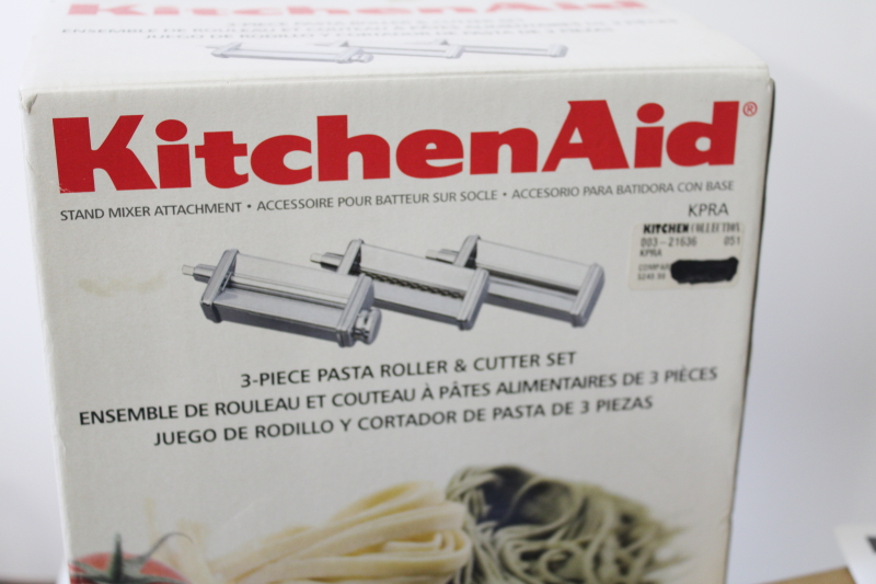 photo of new open box KitchenAid mixer attachments, pasta roller & cutter set, wide & narrow cutters #3