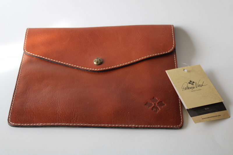 photo of new w/ tag Patricia Nash tan leather Ipad folio snap envelope clutch purse #1