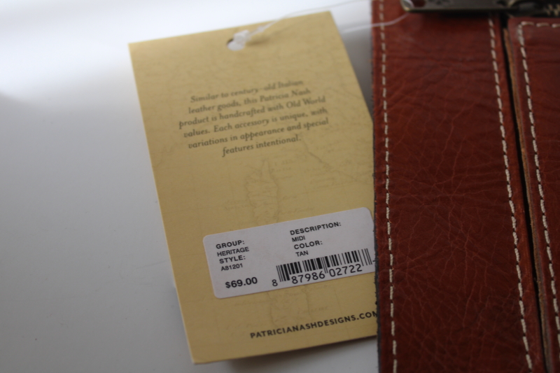 photo of new w/ tag Patricia Nash tan leather Ipad folio snap envelope clutch purse #4