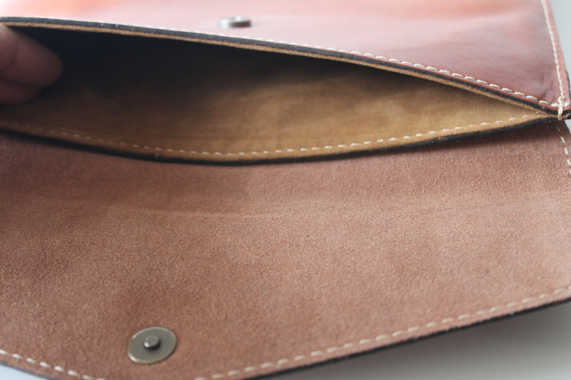 photo of new w/ tag Patricia Nash tan leather Ipad folio snap envelope clutch purse #5