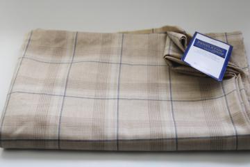 new w/ tag vintage Pendleton pure wool fabric, pale buff tan, ivory, gray plaid wool flannel