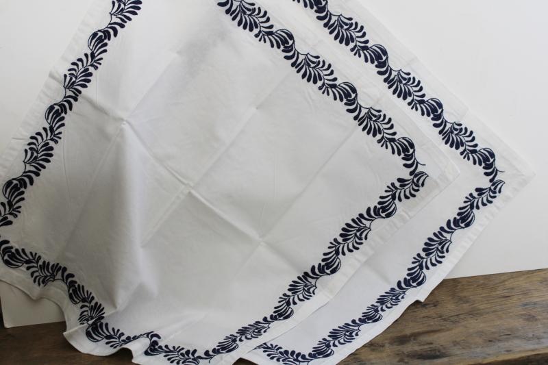 photo of new w/ tags Williams Sonoma cotton napkins, Cantina navy embroidery on white #3