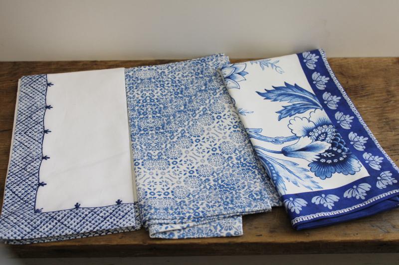 photo of new w/ tags Williams Sonoma cotton napkins, single napkins, blue & white #1